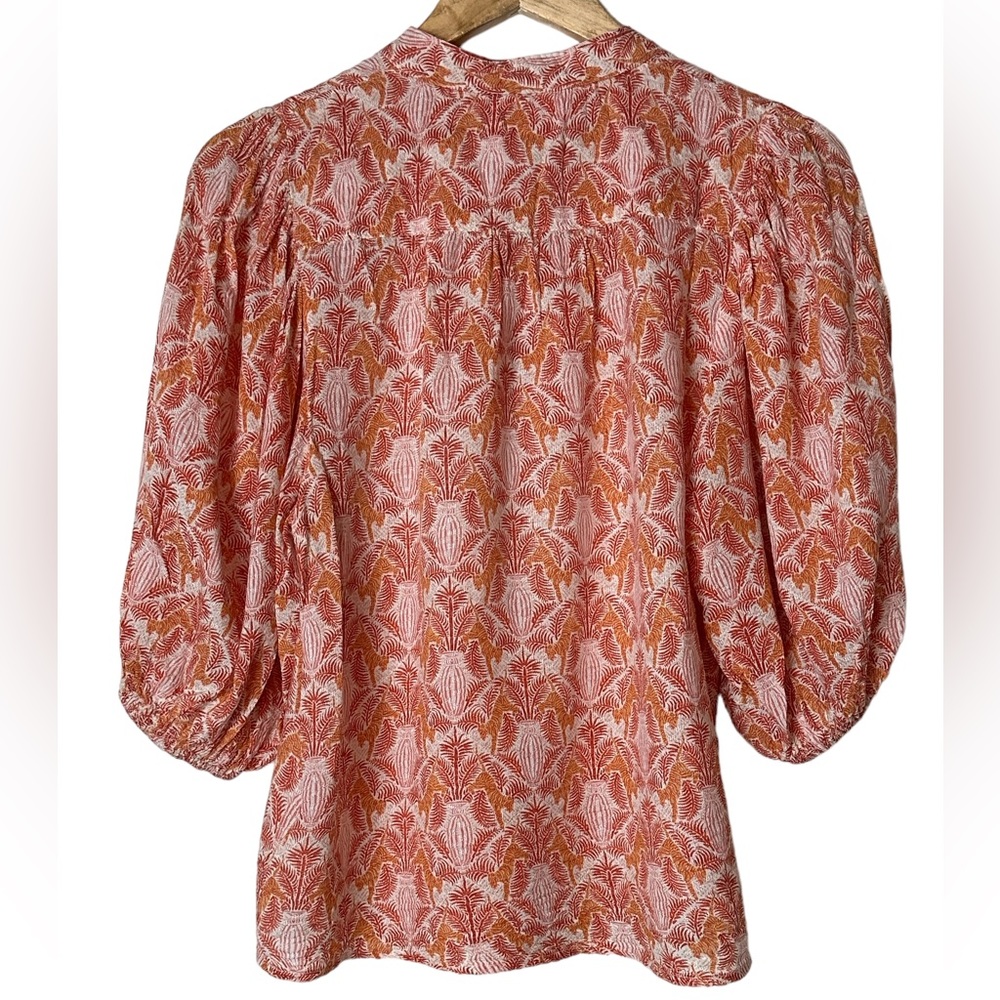 Maeve Anthropologie Kalapana Tiger Palms Blouse Puff Sleeve Size 4 - Picture 4 of 9